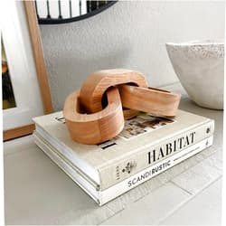 Deco Azul Azul Wood Chain Link Decor - Book Shelf & Table Decor, Natural Wooden Chain Link for Living Room & Entryway