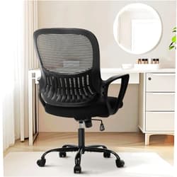 Sweetcrispy Home Office Computer Desk Chair, Ergonomic Managerial Executive Mid-Back Mesh Rolling Work Swivel Chairs with Wheels, Comfortable Lumbar Support, Comfy Arms for Bedroom, Study, Student