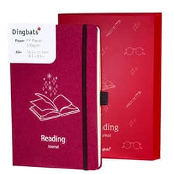 Dingbats* Notebooks Dingbats* Reading Journal for Book Lovers - Thick Paper Thread-Bound Hardcover Book Tracker to Record Reads, Quotes & Reflections, with Elastic Closure, Pen Loop & Bookmarks for Organized Reading
