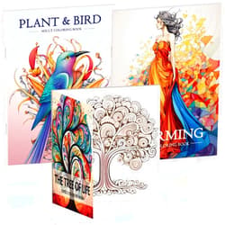 CKMOREL Adult Coloring Books, Set of 3 Coloring Books for Adults to Relax and Relieve Anxiety, Plants and Birds & Charming & The Tree of Life, Stress Relief Gifts for Women, 96 Pages