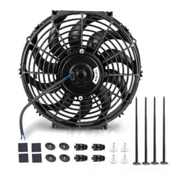 EVERESTWAY 12 Inch 12” Black Universal Electric Radiator Slim Fan 12V 80W High Performance Cooling Push Pull w/Mounting Kit 1PCS
