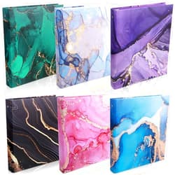 Thenshop 6 Pcs Marble 3 Ring Binders 10.5 x 12 Inch Cute Decorative Aesthetic Hardcover Round Ring Binders for Loose Leaf Paper Letter Size Paper School Office Supplies