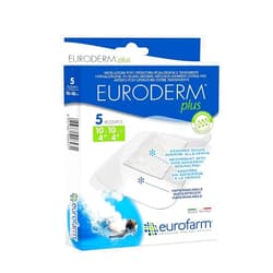 Eurofarm Euroderm Plus - 4 x 4 in - Clear Polyurethane Adhesive Island Wound Dressing,Waterproof,Bacteria Proof,with an Absorbent,Non-Stick Central Pad–(5 pcs)