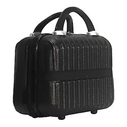 ZFC Makeup Travel Case Hard Cosmetic Organizer Bag Small Makeup Bag Box Retro Mini ABS Carrying Suitcase for Women Girls (Black) Black Normal