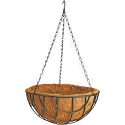 Rocky Mountain Goods Hanging Basket with Natural Coconut Liner - 14” - Extra Strength Chain and Hook Included - Thick Coco Liner Hanging Planter for Less Watering