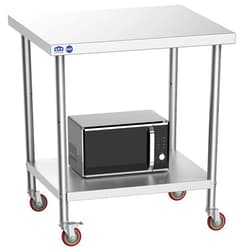 Leteuke Stainless Steel Table, NSF Metal Table with Wheels, SUS201 Commercial Heavy Duty Work Tables, Prep Tables for Restaurant Home Hotel Kitchen - 36