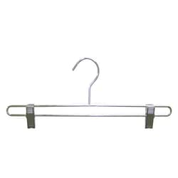 The Great American Hanger Company Chrome Bottom Hanger w/Adjustable Cushion Clips, Box of 25, 14 Inch Strong Metal Pants Hangers for Slacks or Skirts