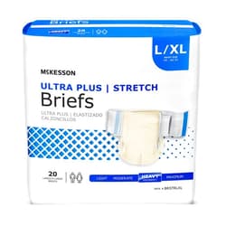 McKesson Ultra Plus Stretch Briefs, Incontinence, Heavy Absorbency, XL, 20 Count, 4 Packs, 80 Total