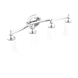 Moen YB2864CH Eva 4-Light Dual-Mount Bath Bathroom Vanity Fixture with Frosted Glass, Chrome