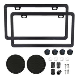 Shutuan License Plate Frame 2 Pack Car License Plate Holder Metal Number Plate Frame Car Tag Frame (Black 2Pack Set Narrow)