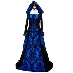 STIOEDYUAN Women Victorian Gothic Hooded Witch Dress Vampire Sorceress Vintage Renaissance Ball Gown