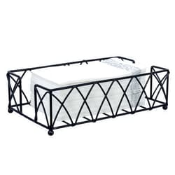 MyGift Modern Deluxe Metal Wire Countertop Folded Paper Towel Holder with Matte Black Finish, Guest Bathroom Vanity Tabletop Disposable Napkins Storage Dispenser Tray