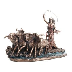 Veronese Design 7 1/2 Inch Gefjon Norse Goddess of Polowing Cold Cast Resin Bronze Finish Sculpture