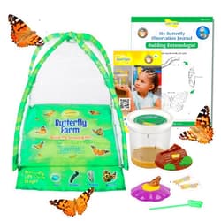 Insect Lore Butterfly Farm™ | Butterfly Kit with Live Cup of Caterpillars | 5 Caterpillars, Reusable Habitat, STEM Butterfly Journal & More
