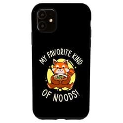 My Favorite Kind Of Noods iPhone 11 Cute Red Panda Eating Ramen Noodle Japanese Food Case