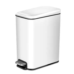 H+LUX Small Garbage Can with Soft Close Lid,Slim Trash Can for Bathroom,Office,Bedroom,5L/1.3Gal,White