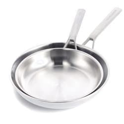 Merten & Storck Tri-Ply Stainless Steel 10” and 12” Frying Pan Skillet Set, Professional Cooking, Multi Clad, Heats Evenly, Drip-Free Pouring Edges, Browning, Induction, Durable,Oven & Dishwasher Safe
