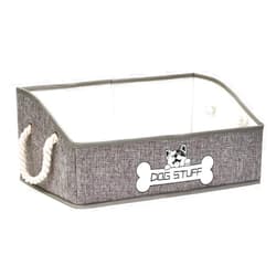 Thankspaw Collapsible Fabric Dog Toy Box and Storage Bin With Handle - Trapezoid Basket Chest Organizer for Pet Toys, Blankets and Accessories