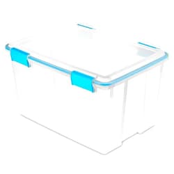 Sterilite 4 Pack Gasket Box, Stackable Storage Bin with Latching Lid, 54 Quart