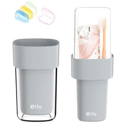 TOHOCH Travel Toothbrush Case with 5 Toothbrush Head Protective Case, Covered Toothbrush Holders for Regular and Electric Toothbrushes (Oral B Philips), Container for Camping School Business Trip Bathroom