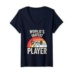 World's Okayest Humor Pool Billiards Player Retro Womens World's Okayest Pool Player Vintage Billiard Fun V-Neck T-Shirt