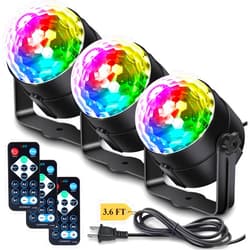 Apeocose 3-Pack Disco Ball Party Lights Sound Activated with Remote Control, 12 Modes Strobe Stage DJ Lights for Home Room Karaoke Dance Party Supplies Birthday Party Decorations White Elephant Gifts