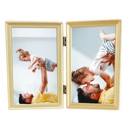 Lawrence Frames Bead Border Design, 4x6 Double, Satin Gold