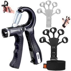 Topaliving 3PCS Hand Grip Strengthener, Adjustable Finger Exerciser and Finger Stretcher Grip Strength Trainer Finger Resistance Band, Finger Flexion Extension Training Relieve Wrist & Thumb Pain (3 PCS)