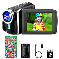 Rawiemy Video Camera Camcorder HD 2.7K 36MP Kids Camcorder Vlogging Camera for YouTube TikTok Digital Video Camera Recorder with 16GB Card,Christmas Stickers,8X Digital Zoom for Kids