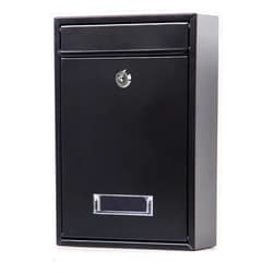 Jssmst Locking Mailboxes Wall Mounted Vertical – Jssmst Key Lock Drop Mail Box Medium Capacity Galvanized Steel Cover Rust-Proof Metal Post Box, 12.6 x 8.5 x 3.4 Inch, Black, SM-0601L