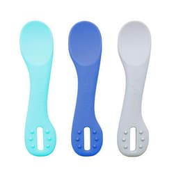 Tiny Twinkle Silicone Dipper 3-Pack - Baby Utensils for First Feeding, Baby Led Weaning Training Spoons