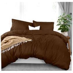Utopia Bedding Duvet Cover Queen Size - 1 Duvet Cover with 2 Pillow Shams - 3 Pieces Bedding Duvet Cover with Zipper Closure - Soft Brushed Microfiber, 90 X 90 Inches (Queen, Brown)