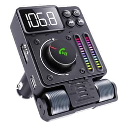 Hamourd Bluetooth Car Adapter - Bluetooth 5.3 FM Transmitter, PD 30W Type C Fast Charge & USB Port, HiFi Treble & Bass Player, Color Screen & Music Light Bar, Support Hands-Free Siri Google Assistant