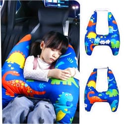 Eaonitu Travel Pillow Car Pillow for Kids 6 Years Old+ Kid Car Sleeping for The Back Seat of Car Seat Belt Adjuster Neck Shoulder Support on Road Trips Cartoon Anime Gift Ideas(Dinosaur)
