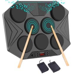 ROCKSOCKI Electronic Tabletop Drum Set, Portable Digital Drum Kit 7 Velocity Sensitivity Drum Pads, LED Music Level Light, USB-MIDI Mac & PC Support, Ideal Gift for Adult and Beginners