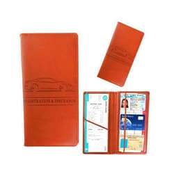 Kewucn Car Registration and Insurance Card Holder, Leather Auto License Document Organizer, Essentials Vehicle Wallet Case for Driver License, ID Card (Brown)
