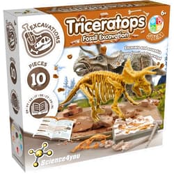 Science4you - Triceratops Fossil Digging Kit for Kids - Excavate and Assemble 10 Dinosaur Fossiles, Dinosaur Toys for Boys and Girls Age 6+, Dino Games, Dinosaur Gifts for 6+ Year Old Boys and Girls