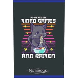Leslie Reynard Notebook: Powered By Video Games Ramen Anime Cat: Notebook Gifts 120 Pages Lined 6 x 9 inches College Ruled Paper, Planner | Perfect As A Gift for All Ages