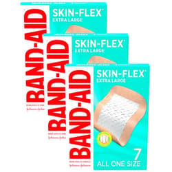 Band-Aid Brand Skin-Flex Adhesive Bandages for First Aid and Wound Care of Minor Cuts and Scrapes & Burns, Flexible Sterile Bandages for Fingers & Knees, Extra Large, All One Size, 7 ct (Pack of 3)