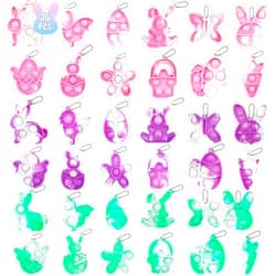 Albiuev 36 Pack Easter Mini Pop Fidget it Toys,Easter Basket Stuffers Eggs Bunny Mini Pop Keychain Packs,Easter Baskets for Kids Toddler Adults,Easter Decorations.
