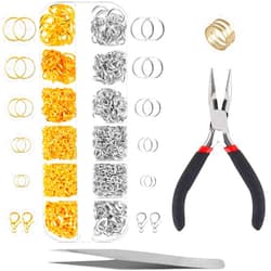 Defabee 1200pcs Open Jump Rings and Lobster Clasps with Jump Ring Pliers, Perfect Jewelry Findings Kit for Jewelry Making Supplies and Necklace Repair