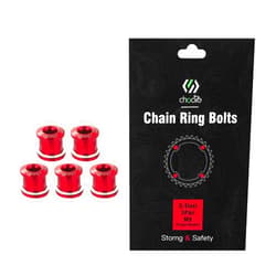 Chooee Double Chainring Bolts,M8 Steel Chain Ring Bolts Set Red