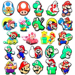 Isuqincey 24Pcs Cartoon Game Shoe Charms for Clogs Sandals Decoration, Shoe Accessories Charms for Adults Party Favors