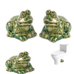 SC.WABE Decorative Toilet Bolt Covers, Ceramic Cute Frog Covers Toilet Bolts Bathroom Decor Easy Installation Set of 3PCS, Green, hx771807