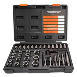 UYECOVE 40 Pcs Screw Extractor Set, 2-in-1 Hex Head Multi-Spline Lug Nut Remover, 3/8 Inch Drive Easy Out Bolt Extractor Set for Removing Stripped, Rounded, Damaged, Broken Studs Bolts Screws