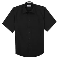 Covona Men's Short Sleeve Solid Black Color Dress Shirt