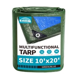TARPAL 10x20 Green Tarp Waterproof Multipurpose Protective Cover All Purpose Outdoor Poly Tarps Cover for Shed, Camping, Farm,Firewood, Boat,Outdoor Furniture, Roof Waterproofing