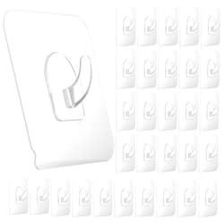 Ninth Five 30 Pack Adhesive Hooks for Hanging, 22lb Heavy Duty Wall Door Hooks, Clear Plastic Sticky Hanging Hook for Home Kitchen Bathroom Office Use