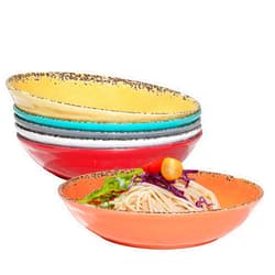 ZAROCRUS Vintage Pasta Bowls, Melamine Pasta Bowls Set of 6, 42 OZ Large Corlorful Serving Bowls for Kitchen, Dishwasher Safe Salad Bowls,Soup Bowls, Fruit Bowls,Pasta Plates. Multi-color…