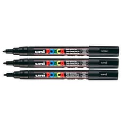 Mitsubishi Uni Posca Paint Marker PC-3M Black, 3 Pens Pack(Japan Import)